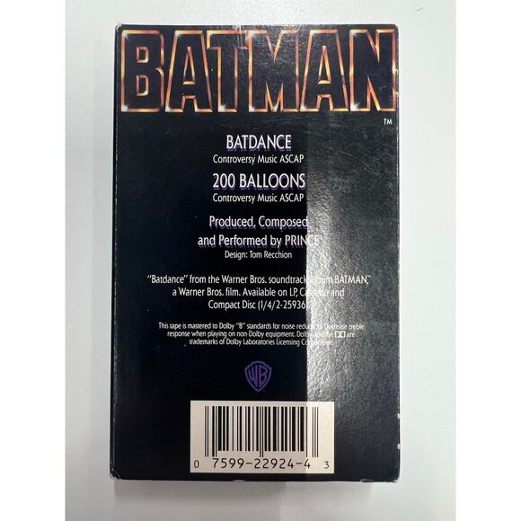 Vintage 1989 Batman Soundtrack Single Batdance and 200 Balloons by Prince - Picture 3 of 5